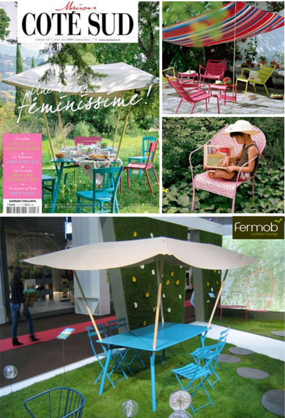 pink and blue garden furniture :: tablabri by fermob