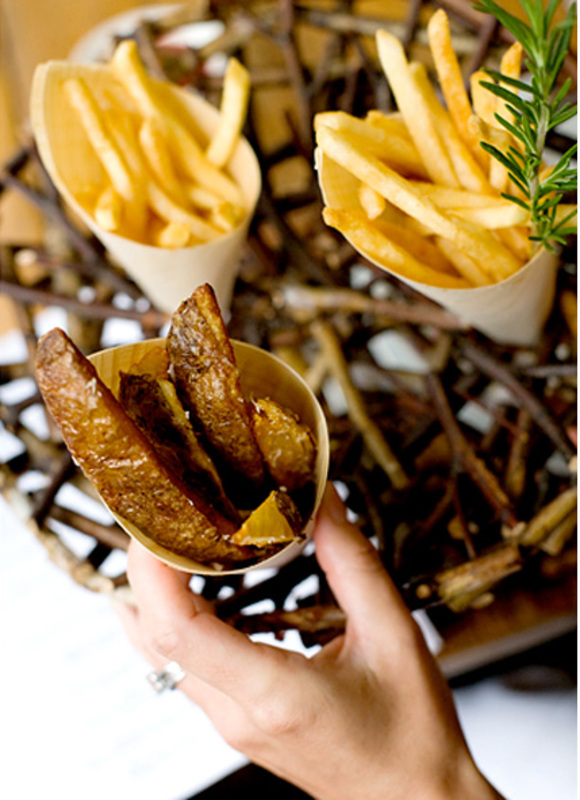 french fries in paper cones :: comfort food gets elegant