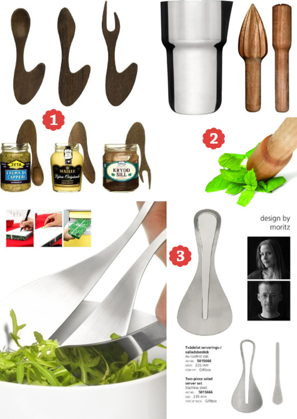 cool hostess or housewarming gift ideas :: sagaform walnut serving fork and spoons :: bar tools :: serving salad set