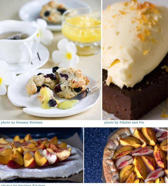 3 desserts by 3 bloggers :: blueberry scone :: chocolate cake :: nectarine galette