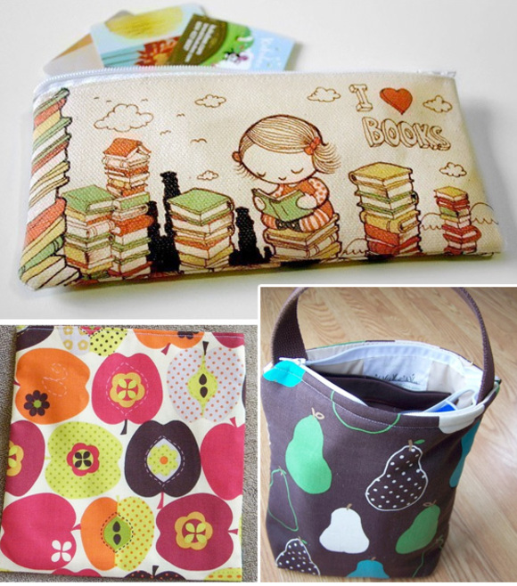 back-to-school supplies for my etsy watch :: pen pouches :: snack bags and lunch totes