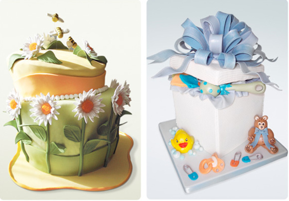 decorated cakes by cake sucre d\'art :: daisy and bee cake :: baby shower cake