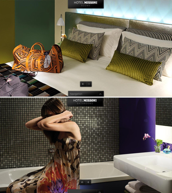 hotel missoni room with metallic finishes