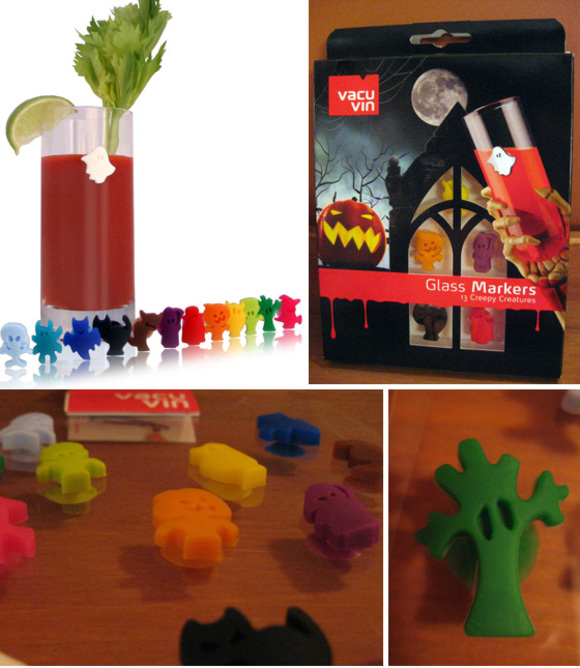 for halloween, creepy creatures glass markers by vacu vin