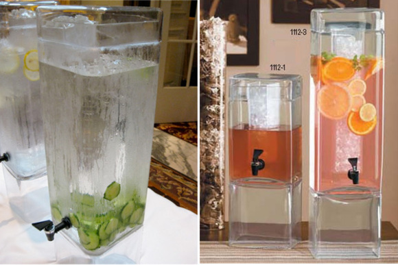 square glass beverage dispensers by cal-mil