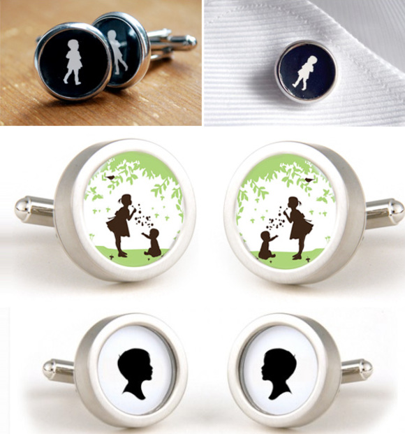 stainless steel silhouette cufflinks by le papier studio