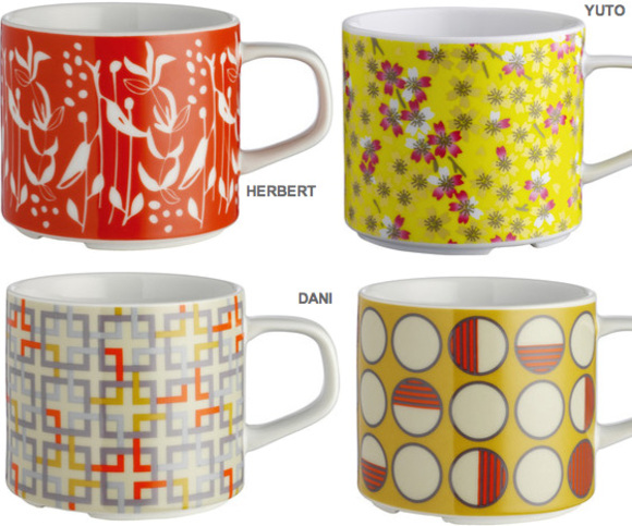 geometric and floral pattern mugs for fall 2009 at habitat