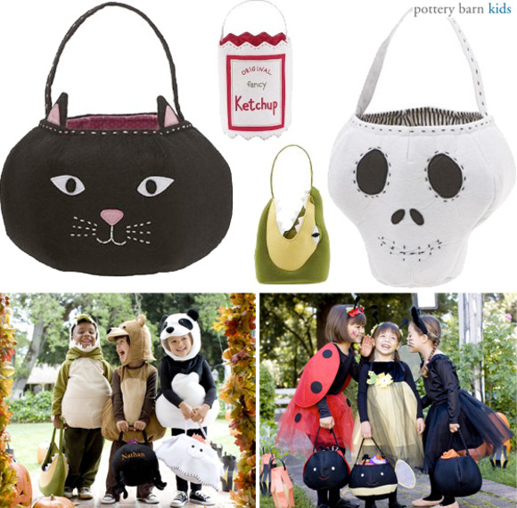 halloween treat bags and costumes for kids at pottery barn