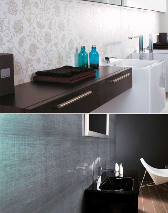 porcelanosa wall tiles with a wallpaper effect