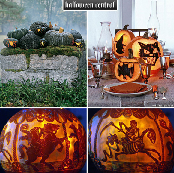 pumpkin carving ideas and spider squash on martha stewart