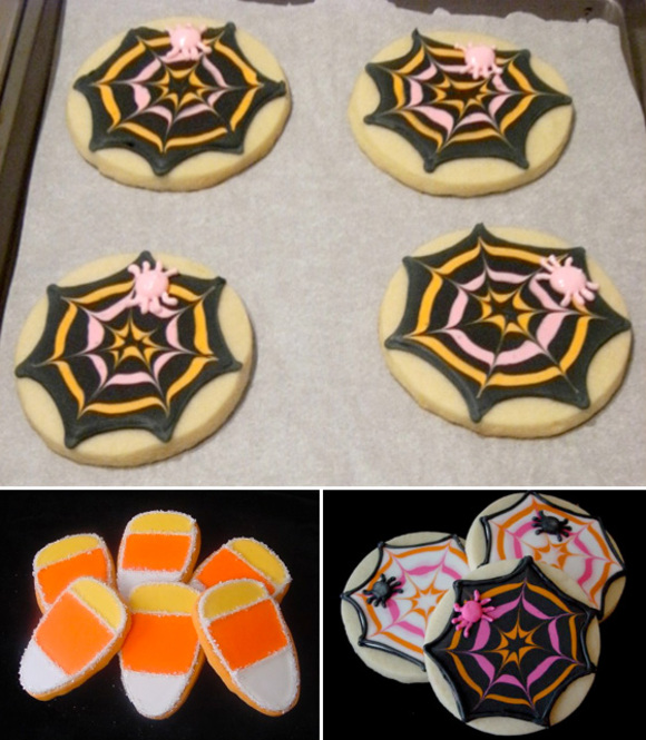 how to make spider web icing :: bake at 350 halloween cookies
