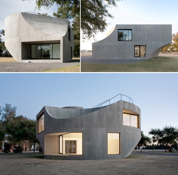 curvy concrete modern house by jonhston marklee