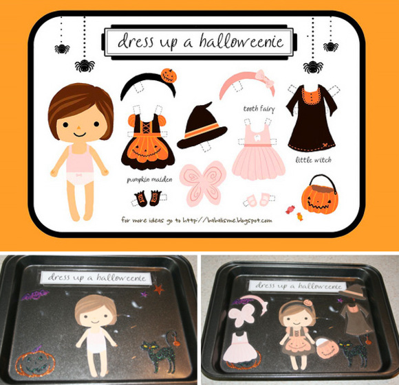 dress up girl halloweenie printable with magnetic pieces