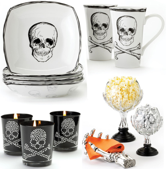 skull tableware :: votive holders and skeleton serving bowls