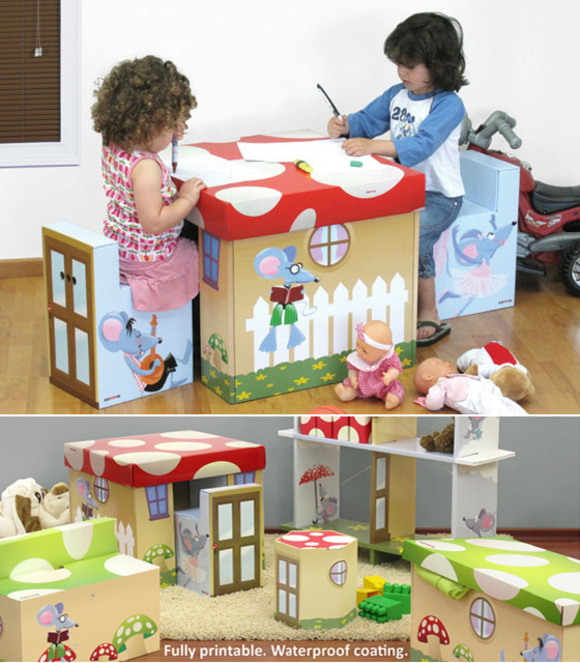 kiddy set and toy storage recycled cardboard solutions by krooom