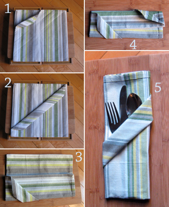 how to fold a napkin into a diagonal pocket