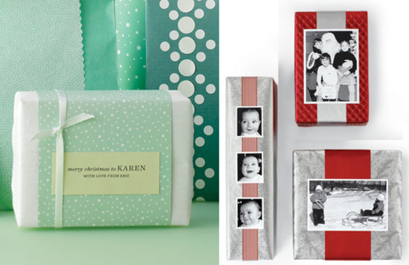 typewritten gift tags and photo gift toppers as seen on martha stewart