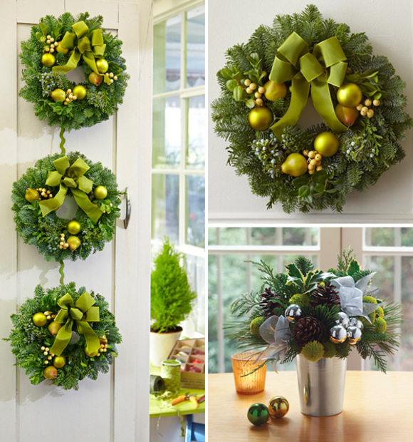 holiday wreaths and charming bouquet