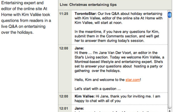 live chat about holiday entertaining on the toronto star