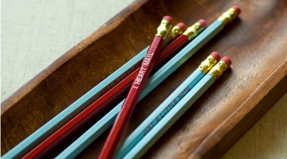 pretty red and blue pencils at postal press