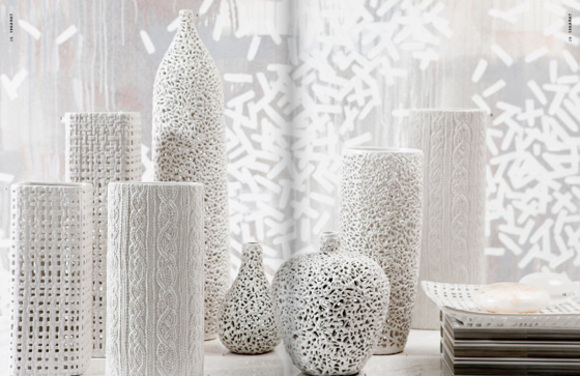 18karat white vases :: woven, sweater knit and ramen vases