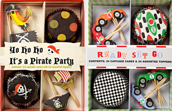 meri meri cupcake toppers and cases for boy birthday themes :: pirate party and racing cars