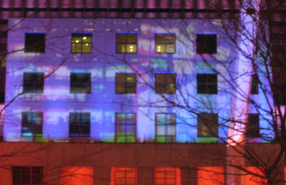 multimedia art and lights on buildings at nuit blanche