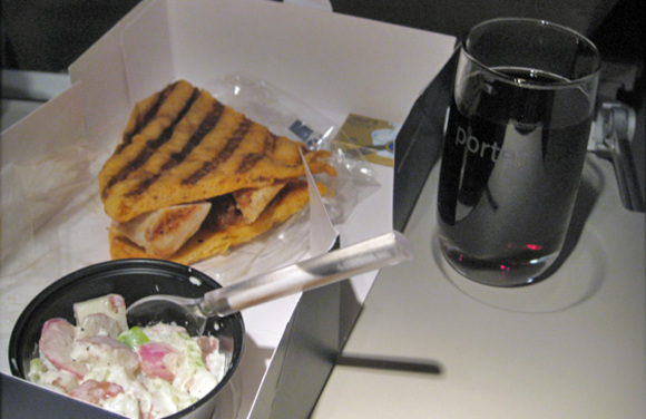 porter airlines sandwich and salad meal