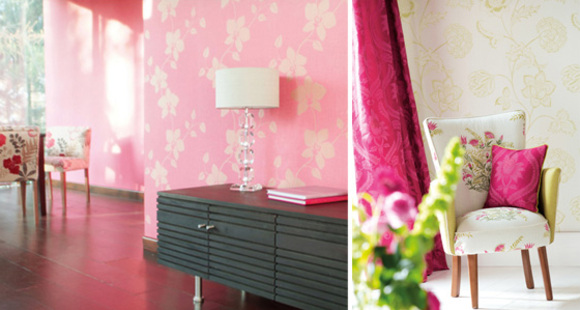pretty in pink lush wallpaper and lalika textiles by harlequin
