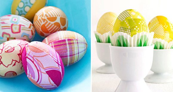 patchwork effects on easter eggs styled by suzonne stirling