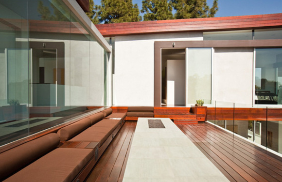 upstairs terrace lounging area of the sunset plaza residence designed by assembledge