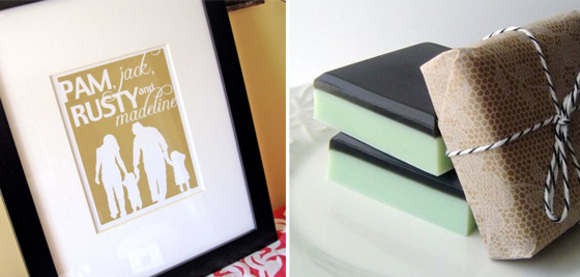 silhouette family portraits and handmade soaps as mother's day gift ideas on etsy