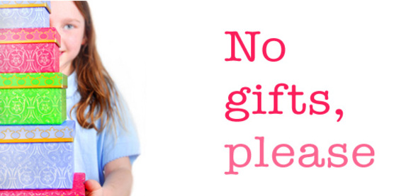 no gifts please at kids parties