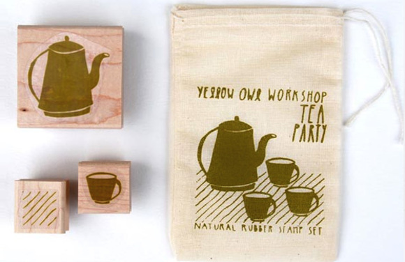 tea party stamp set by yellow owl workshop
