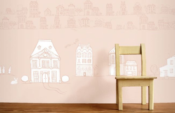 french houses wallpaper by studio nommo