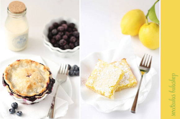  rustic mini blueberry pies and lemon bars by sweetcakes bakeshop