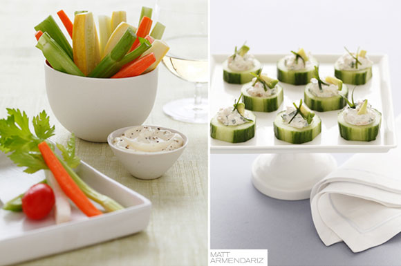 vegetables with dip and cucumber appetizers