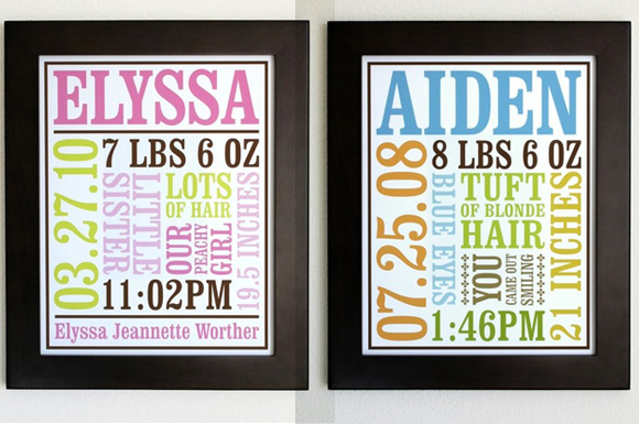 Custom Baby Birth Posters by chaiv on etsy
