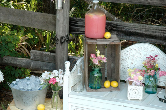 party vignette for the lemonade and sunshine birthday theme
