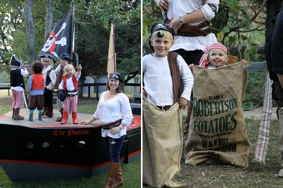ultimate pirate party decor with a kid-size pirate ship