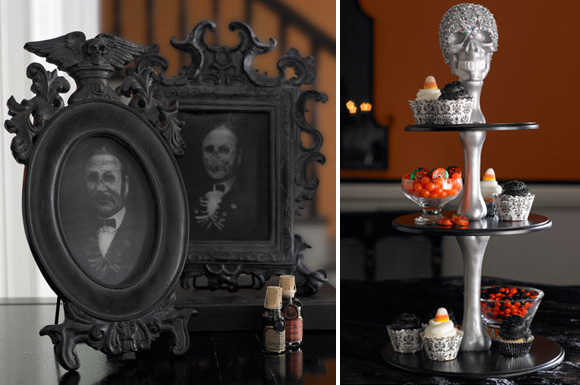 halloween photo frames and cake stand at horchow