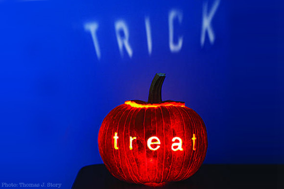 sneaky trick or treat pumpkins by Sunset magazine