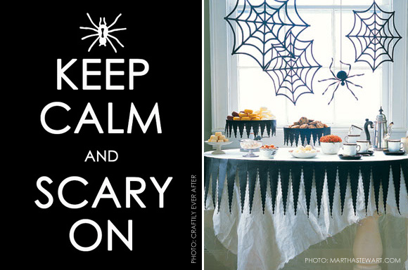 keep calm and scary on poster :: spider web tablecloths