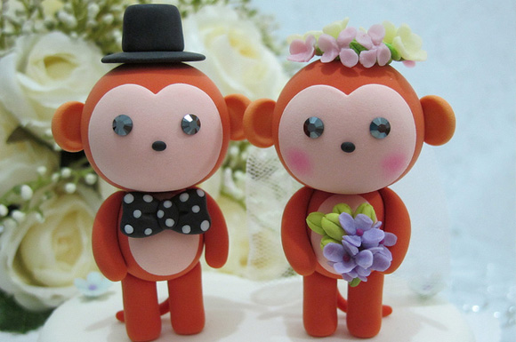lovely monkeys wedding cake toppers