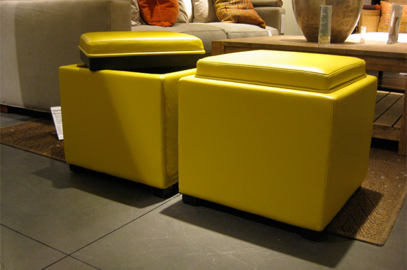 stow storage cube ottoman in lemongrass color at crate and barrel
