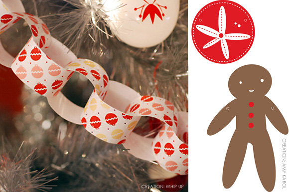 Holiday Printables :: paper and gingerbread garland