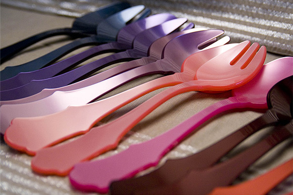 Sabre Frosted Acrylic Flatware in bold colors