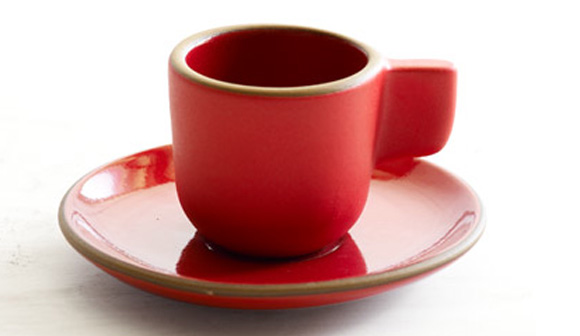 espresso set from winter's scarlet dip collection by heath ceramics