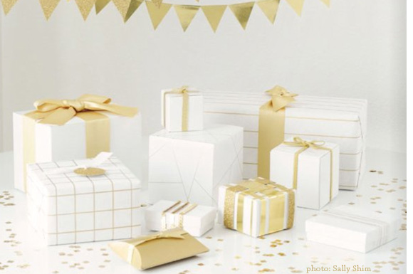 gold gift wrapping by shim + sons