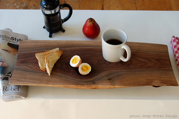 sunday sustainably harvested wood cutting board by gray works design